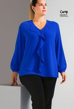 Picture of CURVY GIRL ELEGANT BLOUSE WITH FRILL